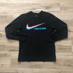 Nike Black Long Sleeve Shirt with Red and Blue Swoosh